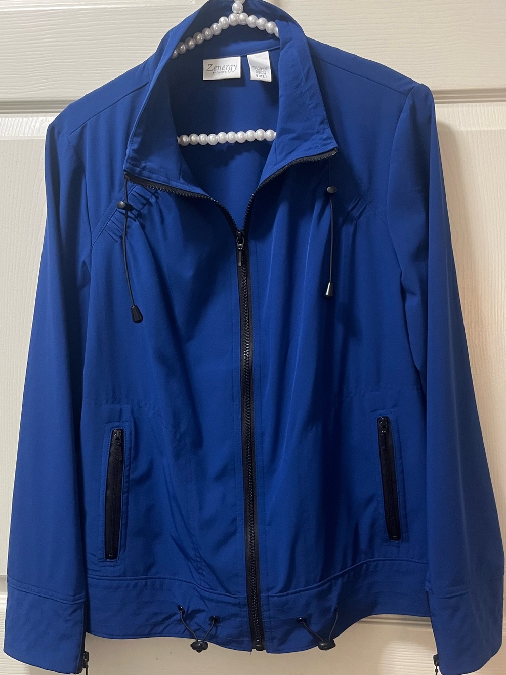 Zenergy by Chico’s Blue Lightweight Jacket Size 1 Zip Front‎ Athleisure Travel